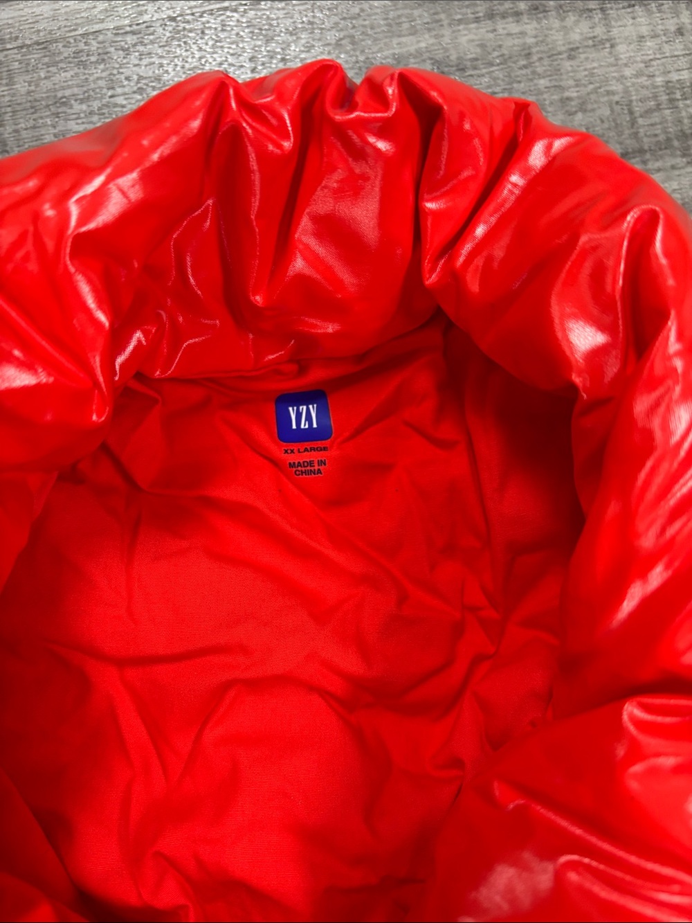 Yeezy Shiny Red Cropped Puffer Jacket - Picture 5 of 8